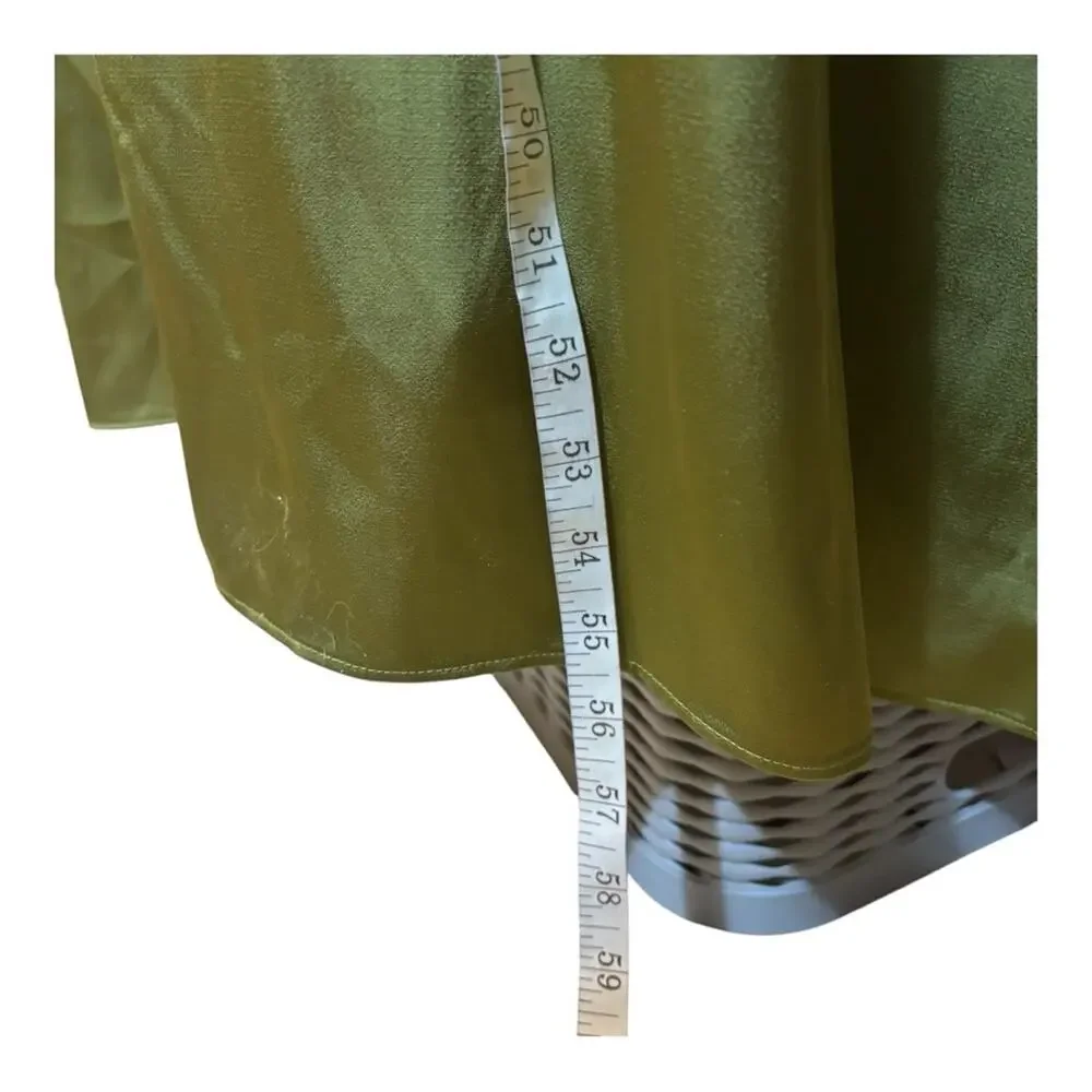 NWT TAYLOR Moss Green Mixed Media Satin Gown Ribbed Bodice & Pockets Size L 1272